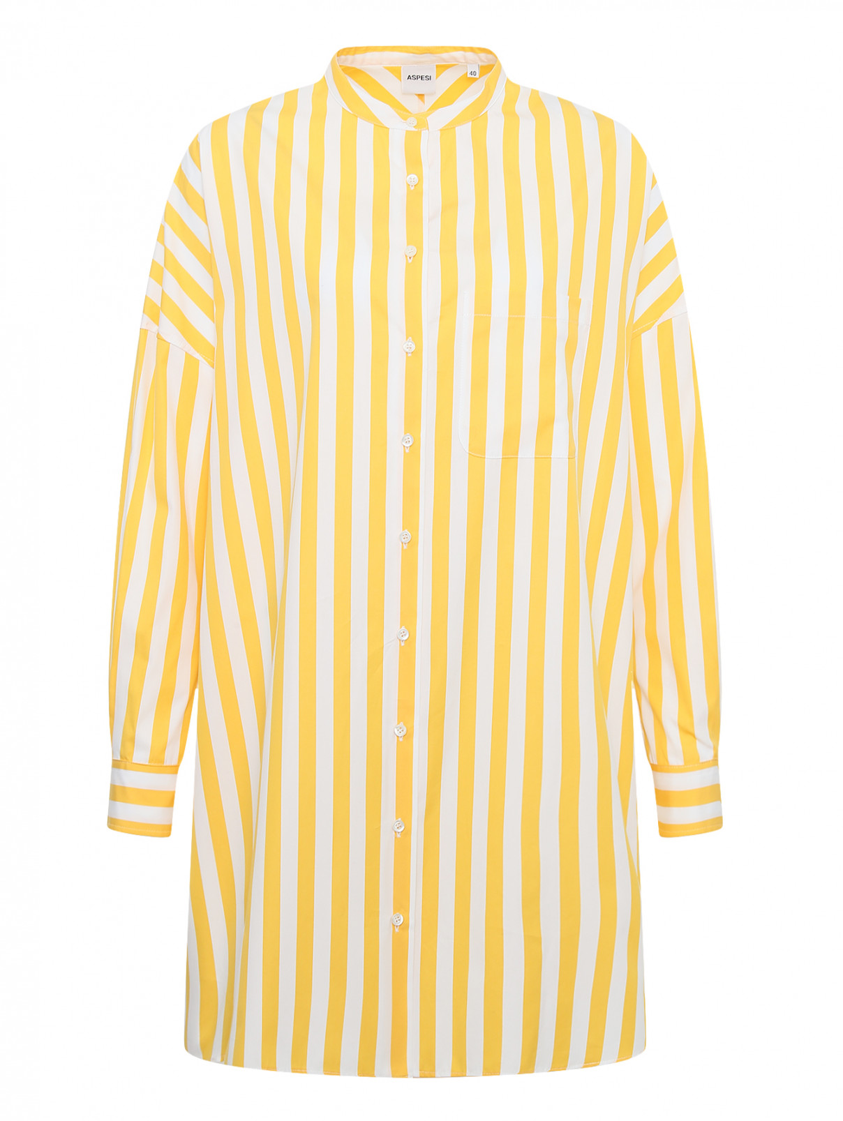 Платье из хлопка с узором "полоска" Aspesi  –  Общий вид  – Цвет:  Желтый