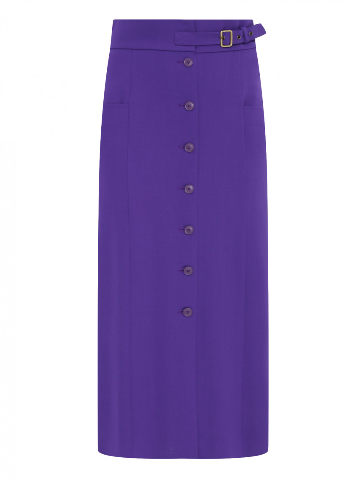 Юбка на высокой талии из шерсти с накладными карманами Alberta Ferretti  –  Общий вид  – Цвет:  Фиолетовый