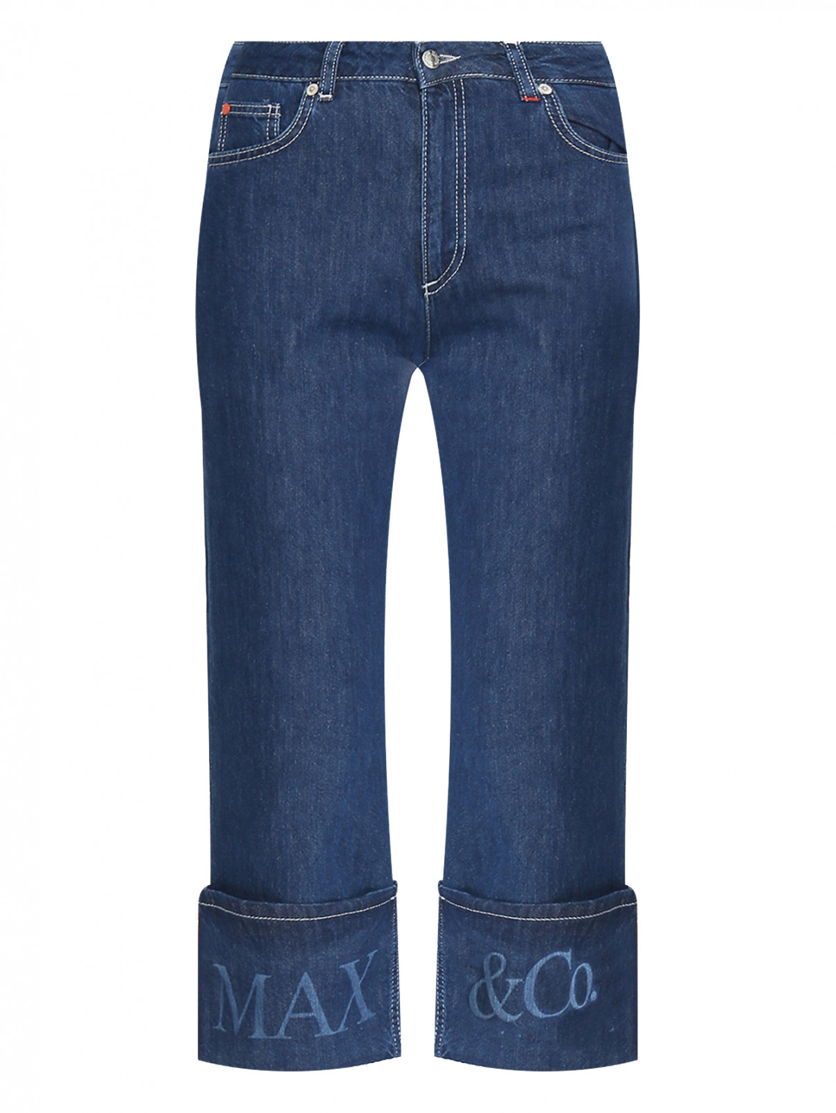 Укороченные джинсы с монограммой Max&Co  –  Общий вид  – Цвет:  Синий