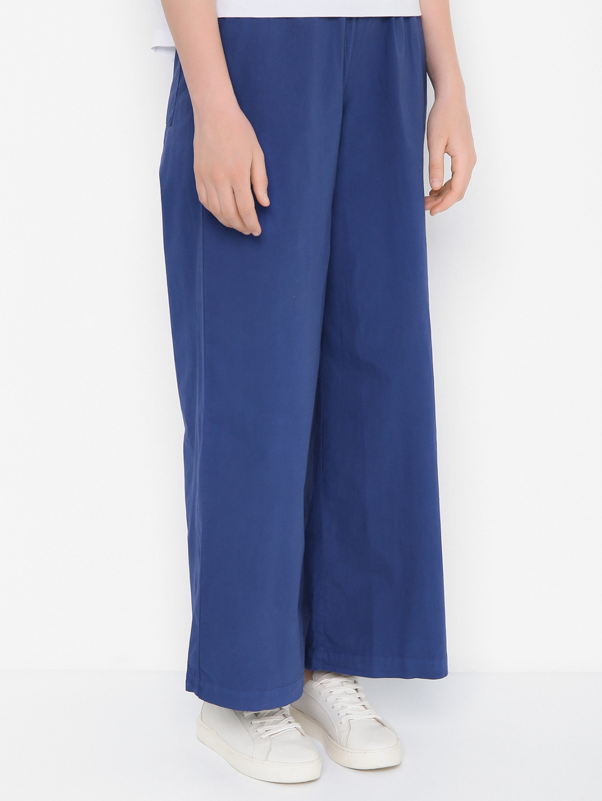 Широкие брюки из хлопка Aspesi  –  МодельВерхНиз  – Цвет:  Синий