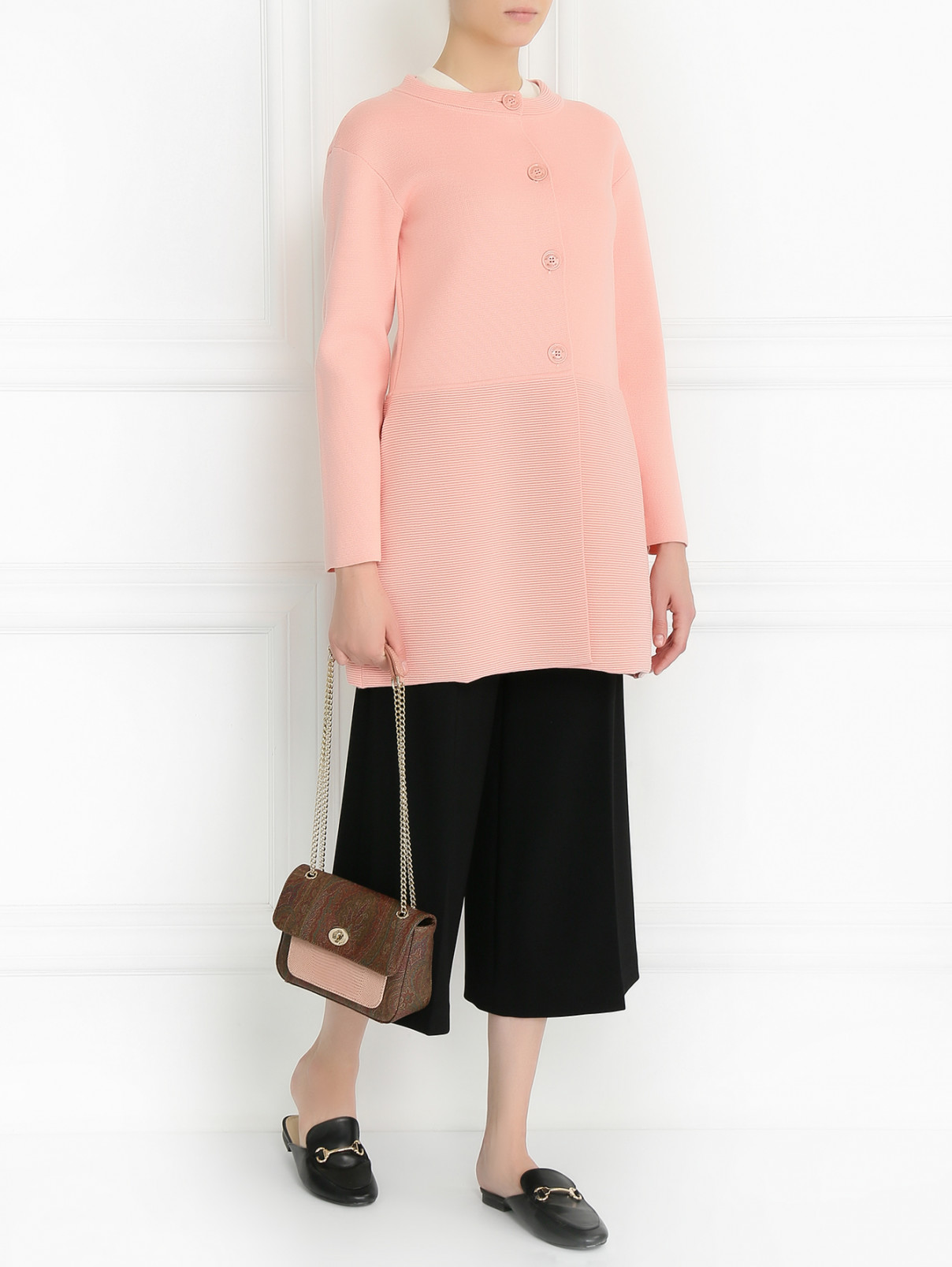 Пальто из шерсти и хлопка Moschino Boutique  –  Модель Общий вид  – Цвет:  Розовый