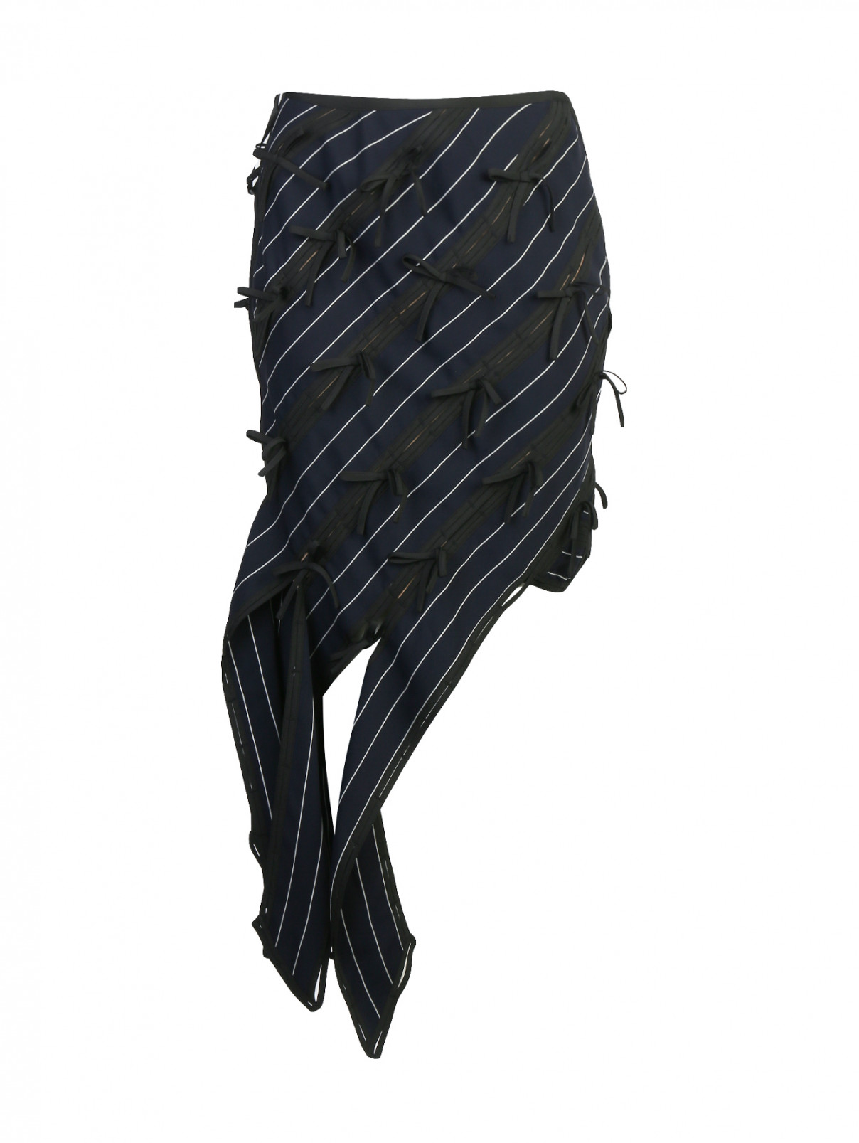 Юбка асимметричного кроя с узором "полоска" Self-Portrait  –  Общий вид  – Цвет:  Синий