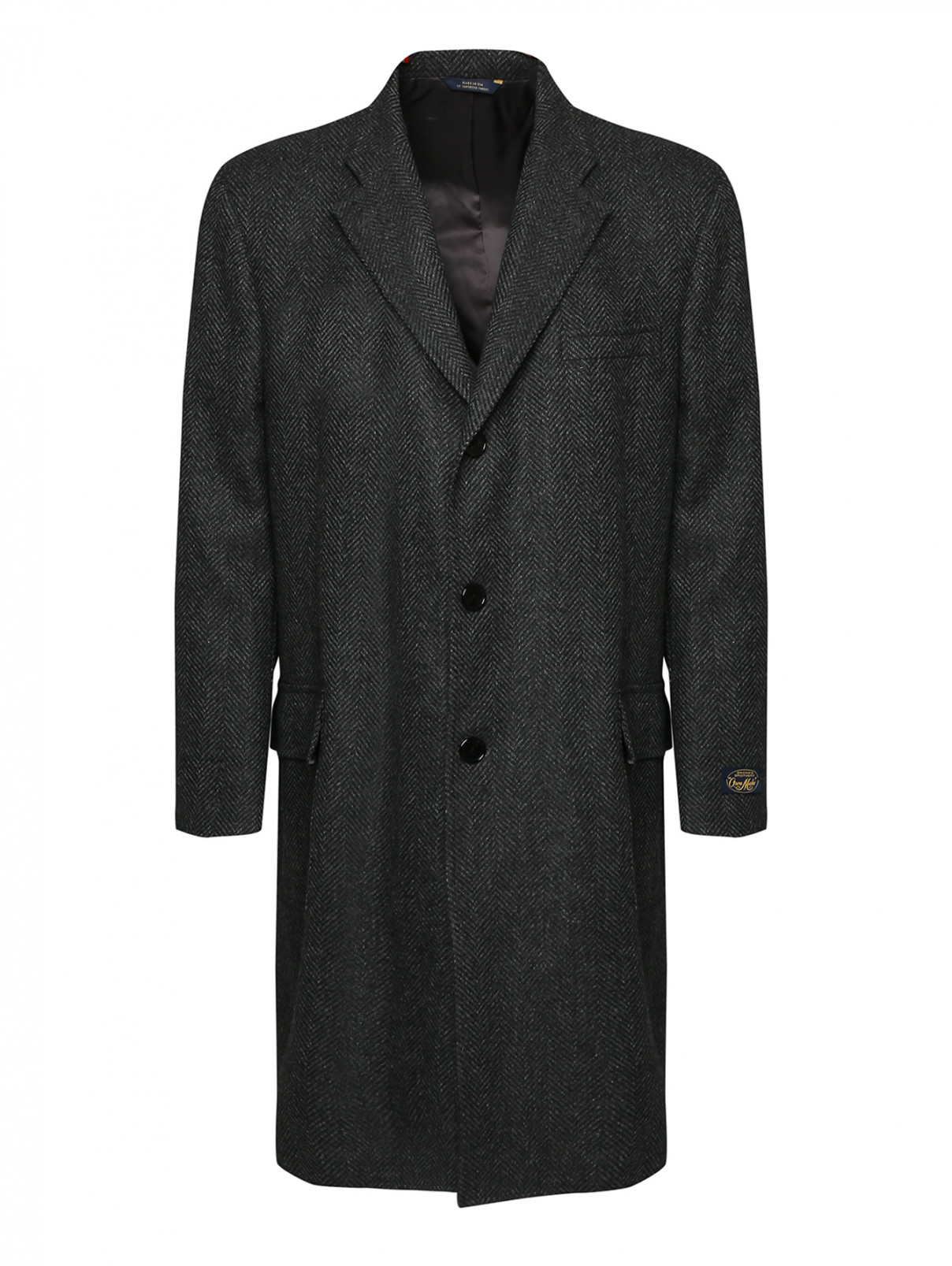 Пальто из шерсти с мелким узором Brooks Brothers  –  Общий вид  – Цвет:  Серый