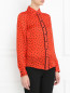 Блуза из шелка с узором и кружевной отделкой Moschino Cheap&Chic  –  Модель Верх-Низ