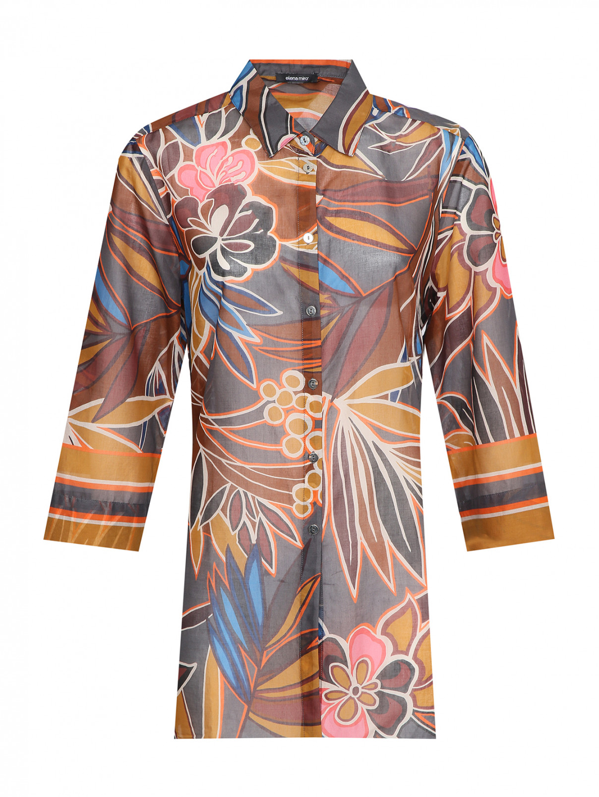 Блуза из хлопка с узором Elena Miro  –  Общий вид  – Цвет:  Узор