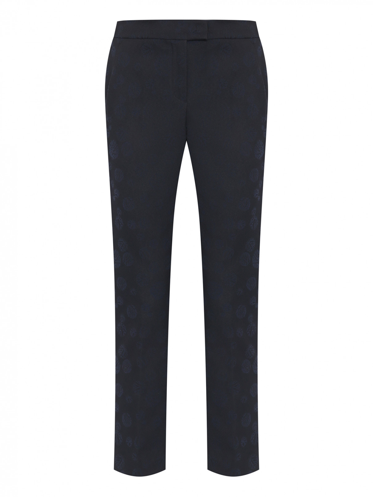 Укороченные брюки с фактурным узором Max&Co  –  Общий вид  – Цвет:  Синий