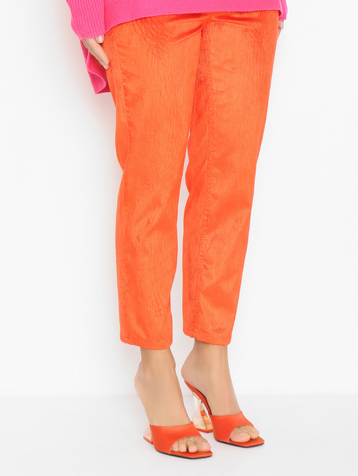 Однотонные брюки из смешанного хлопка Marina Rinaldi  –  МодельВерхНиз  – Цвет:  Оранжевый