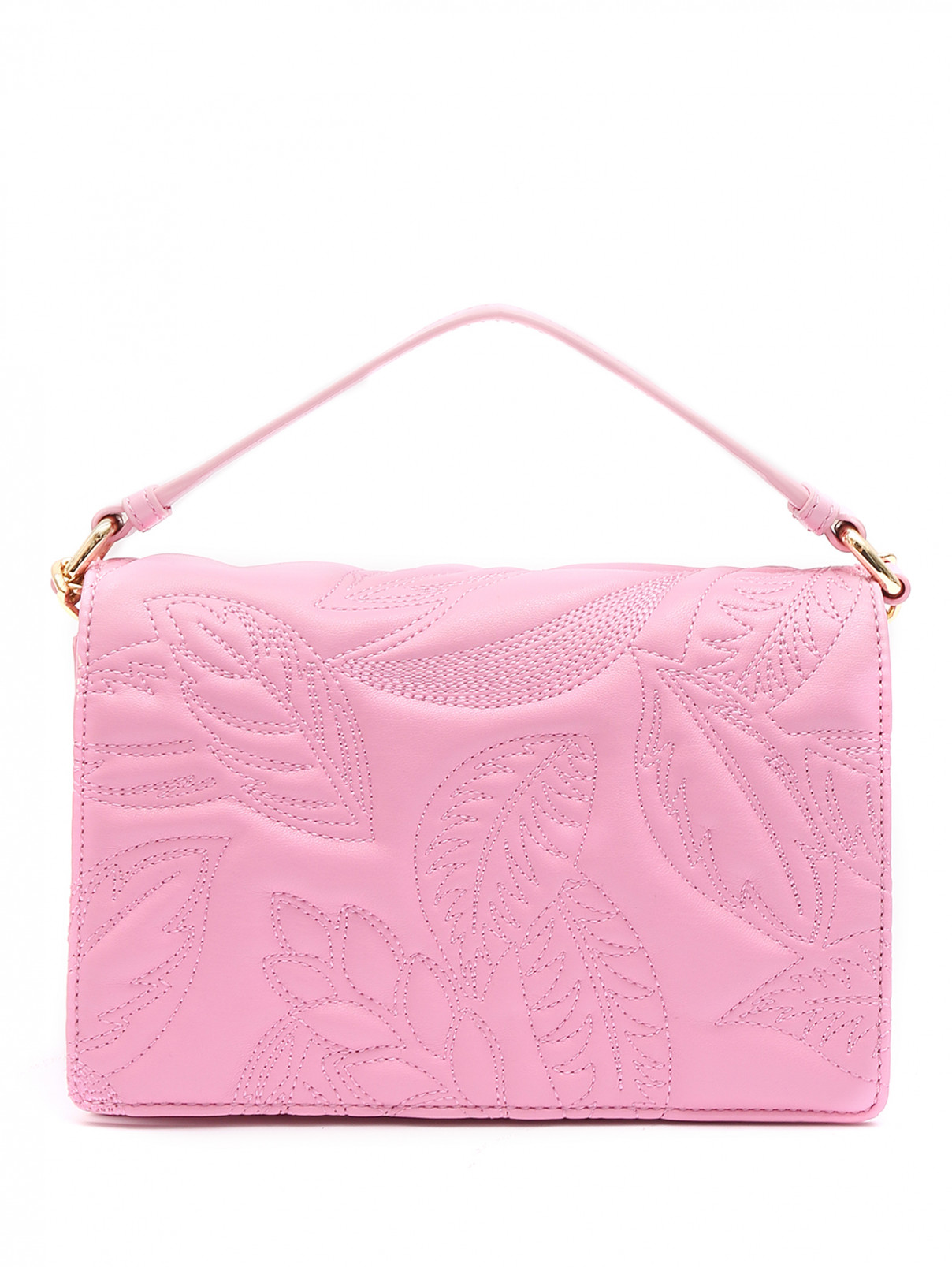 Стеганая сумка с золотой фурнитурой BOUTIQUE MOSCHINO  –  Общий вид  – Цвет:  Розовый