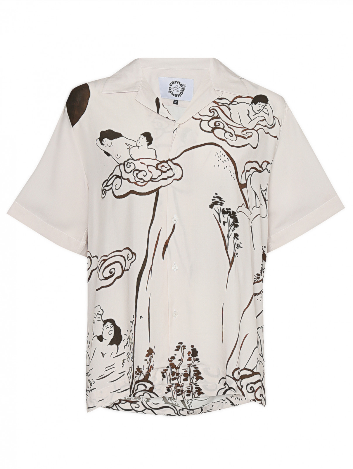 Блуза свободного кроя с узором Carne Bollente  –  Общий вид  – Цвет:  Бежевый