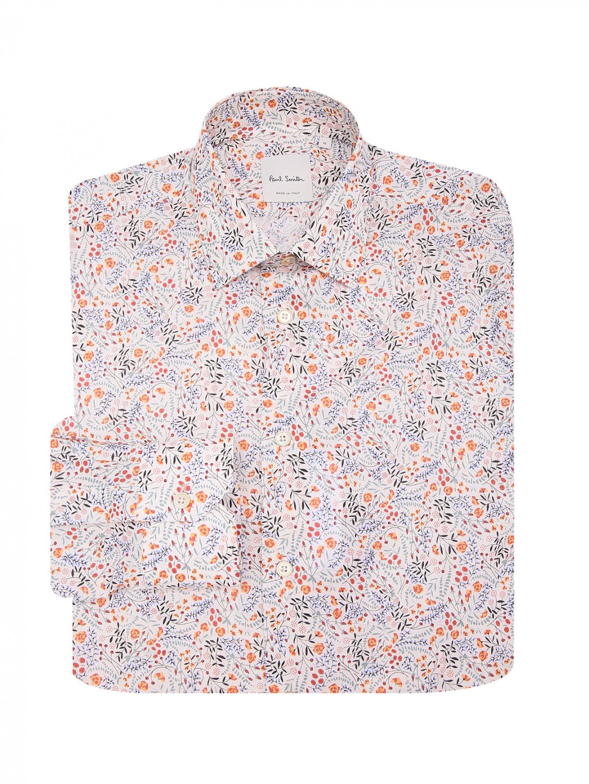 Рубашка из хлопка с узором Paul Smith  –  Общий вид  – Цвет:  Бежевый