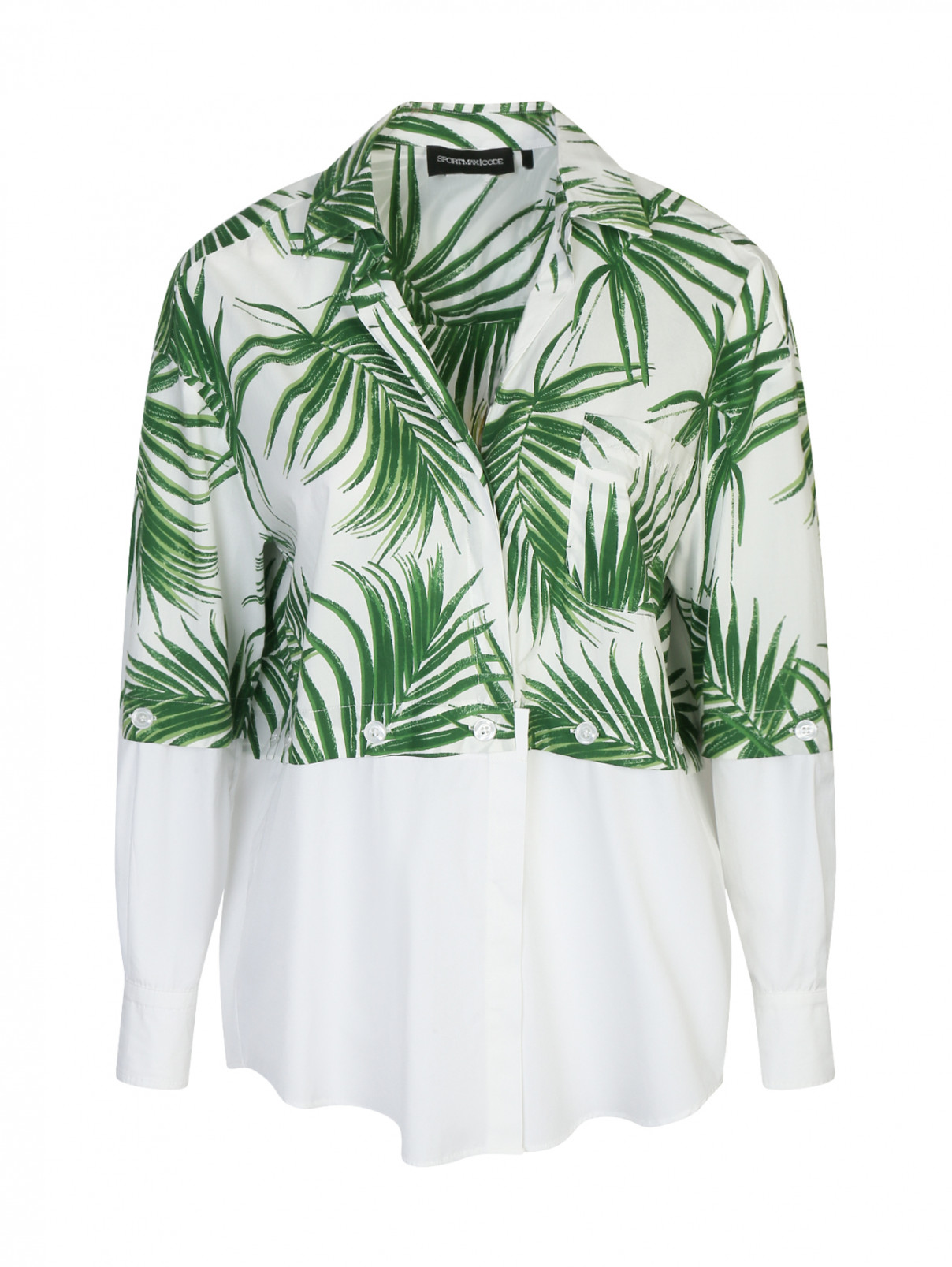 Рубашка из хлопка с узором Sportmax  –  Общий вид  – Цвет:  Белый