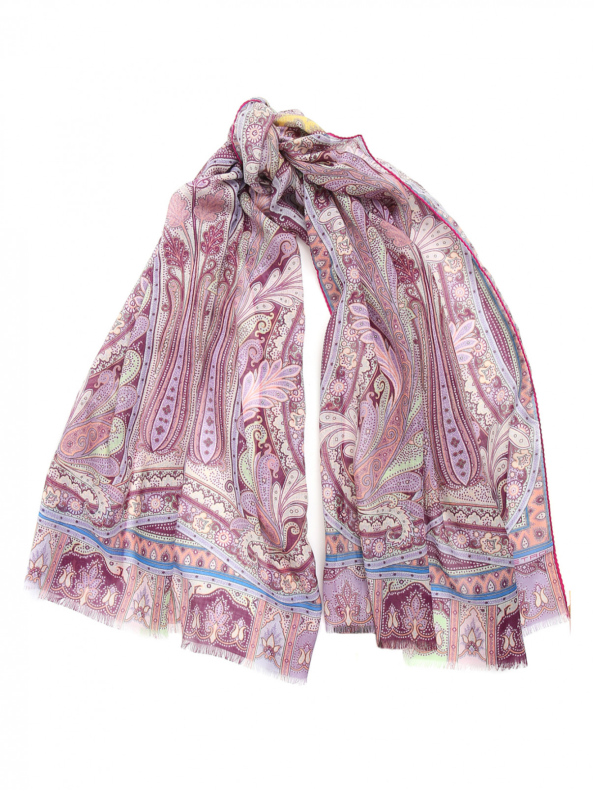 Шарф из шерсти и шелка с принтом пейсли Etro  –  Общий вид  – Цвет:  Фиолетовый