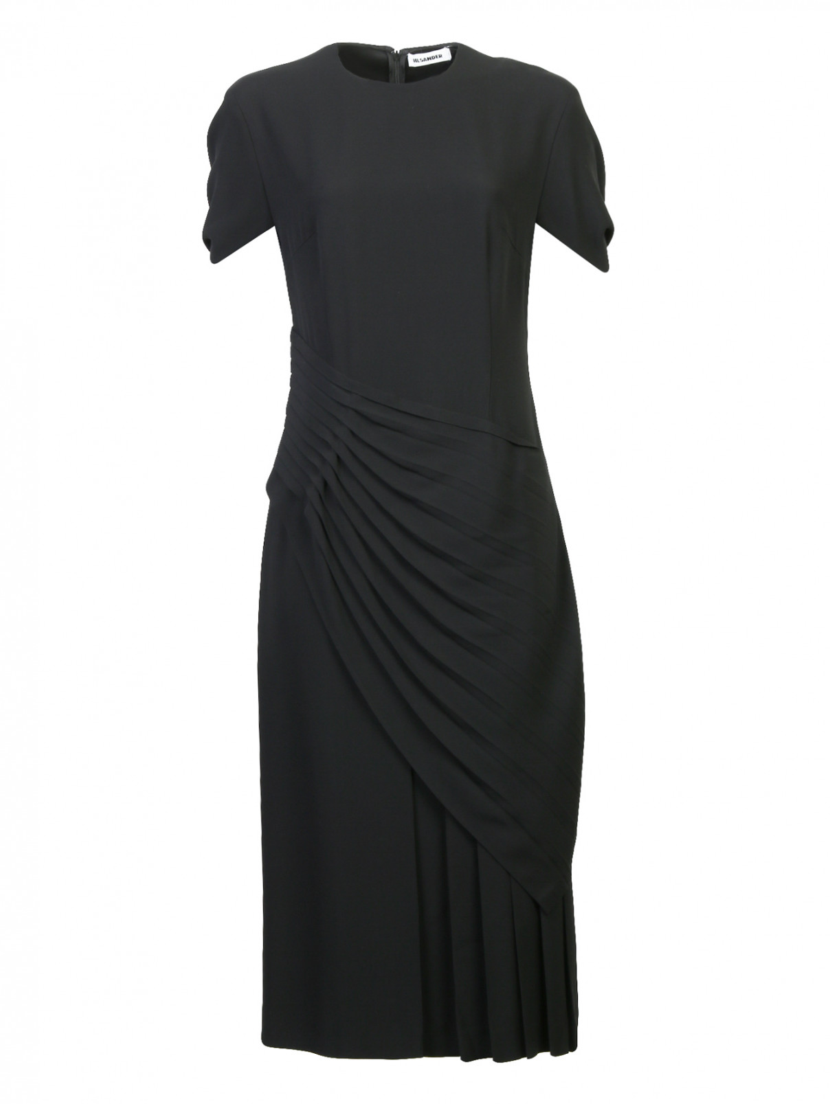 Платье-миди с короткими рукавами Jil Sander  –  Общий вид  – Цвет:  Черный
