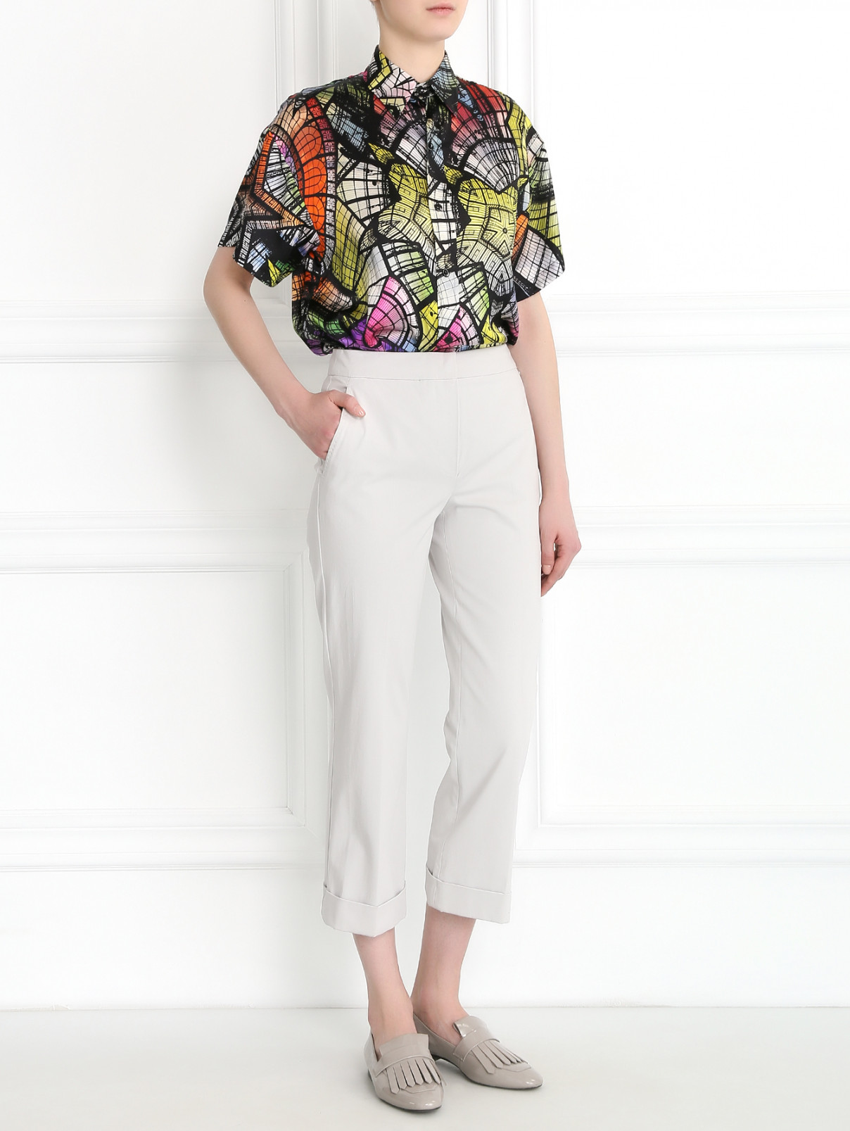 Блуза из шелка с абстрактным узором Jean Paul Gaultier  –  Модель Общий вид  – Цвет:  Узор
