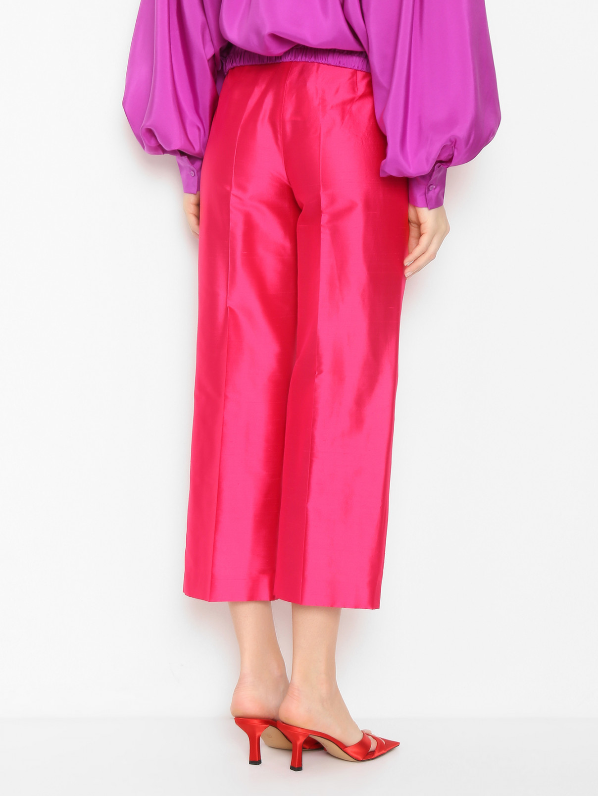 Укороченные брюки из шелка Max Mara  –  МодельВерхНиз1  – Цвет:  Розовый