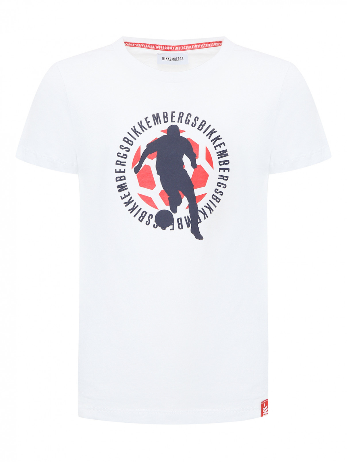 Хлопковая футболка с принтом Bikkembergs  –  Общий вид  – Цвет:  Белый