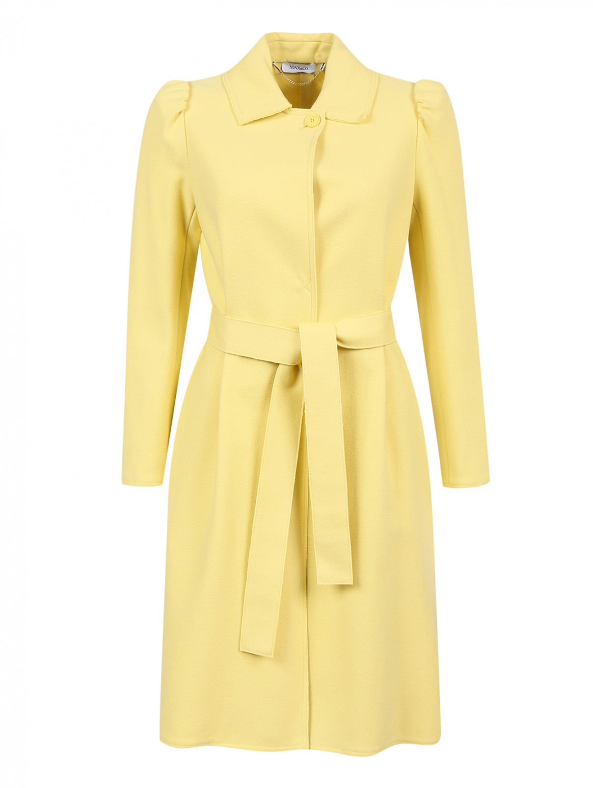 Пальто из шерсти и нейлона прямого кроя Max&Co  –  Общий вид  – Цвет:  Желтый