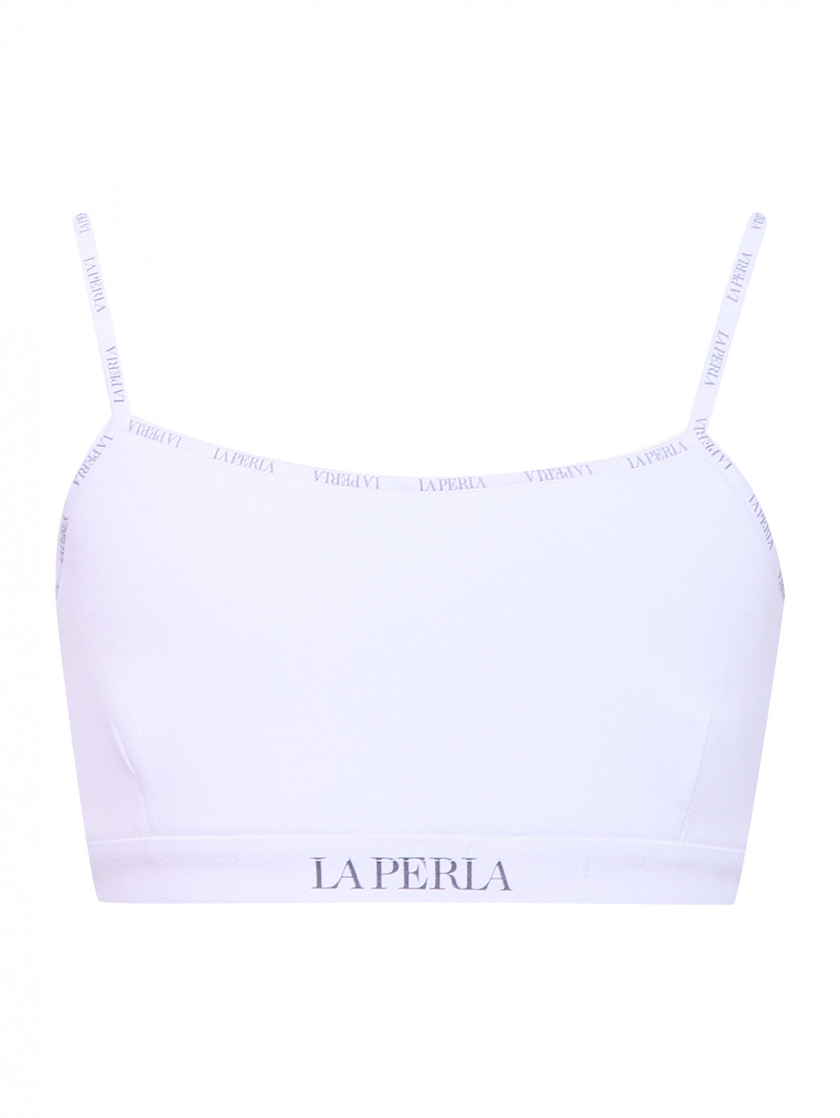 Топ из хлопка на резинке La Perla  –  Общий вид  – Цвет:  Белый