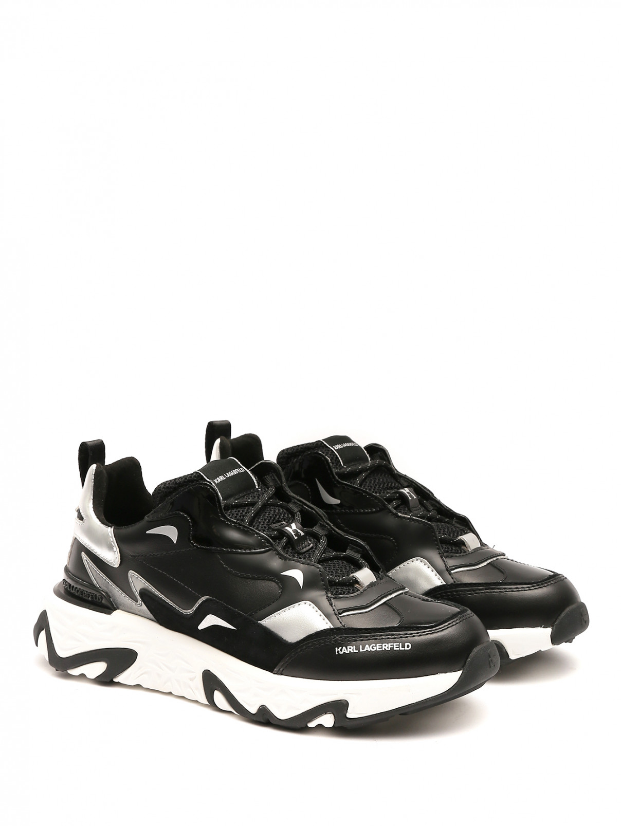 Кроссовки на массивной подошве на шнурках Karl Lagerfeld  –  Общий вид  – Цвет:  Черный