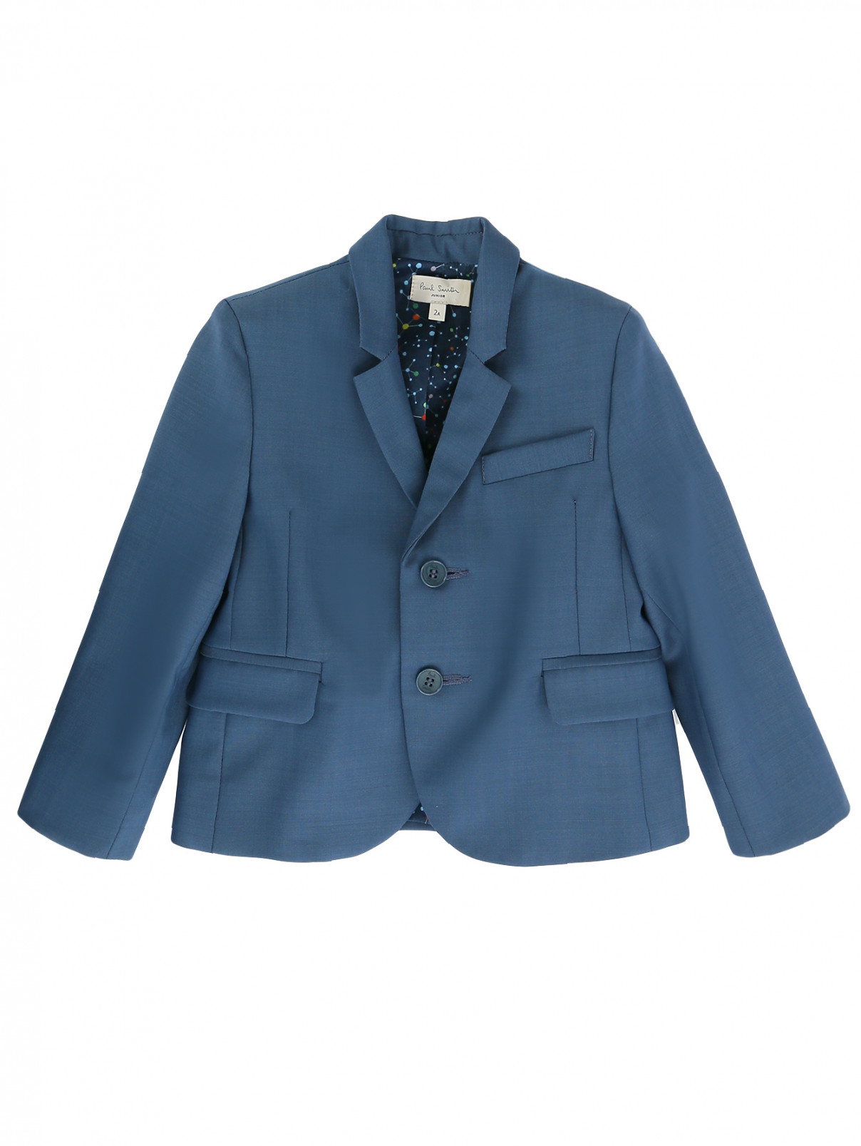Пиджак классический из шерсти Paul Smith Junior  –  Общий вид  – Цвет:  Синий