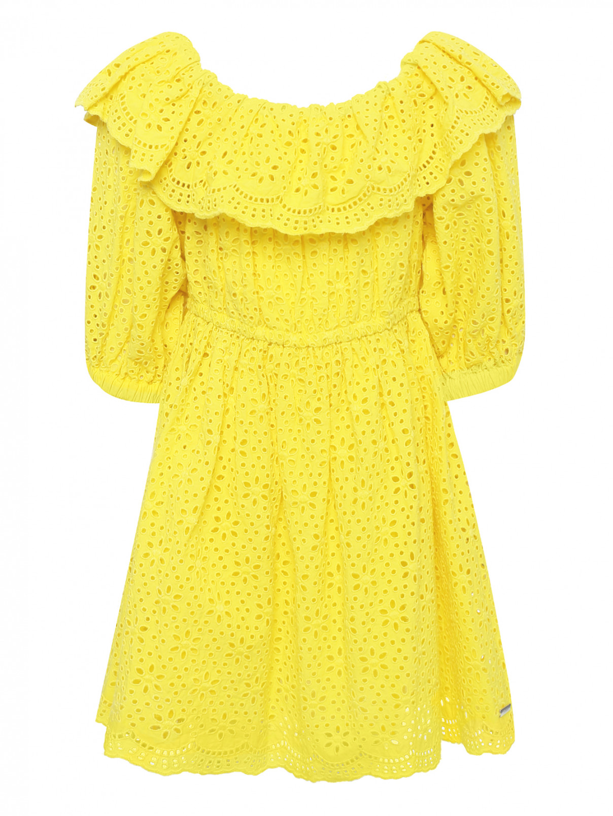 Платье из фактурного кружева MSGM  –  Общий вид  – Цвет:  Желтый