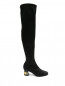Ботфорты из эластичной ткани с принтом на каблуке Moschino Couture  –  Обтравка1