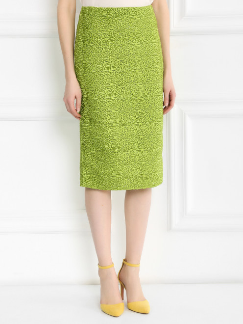 Юбка-миди из фактурной ткани с разрезом Ermanno Scervino - Модель Верх-Низ