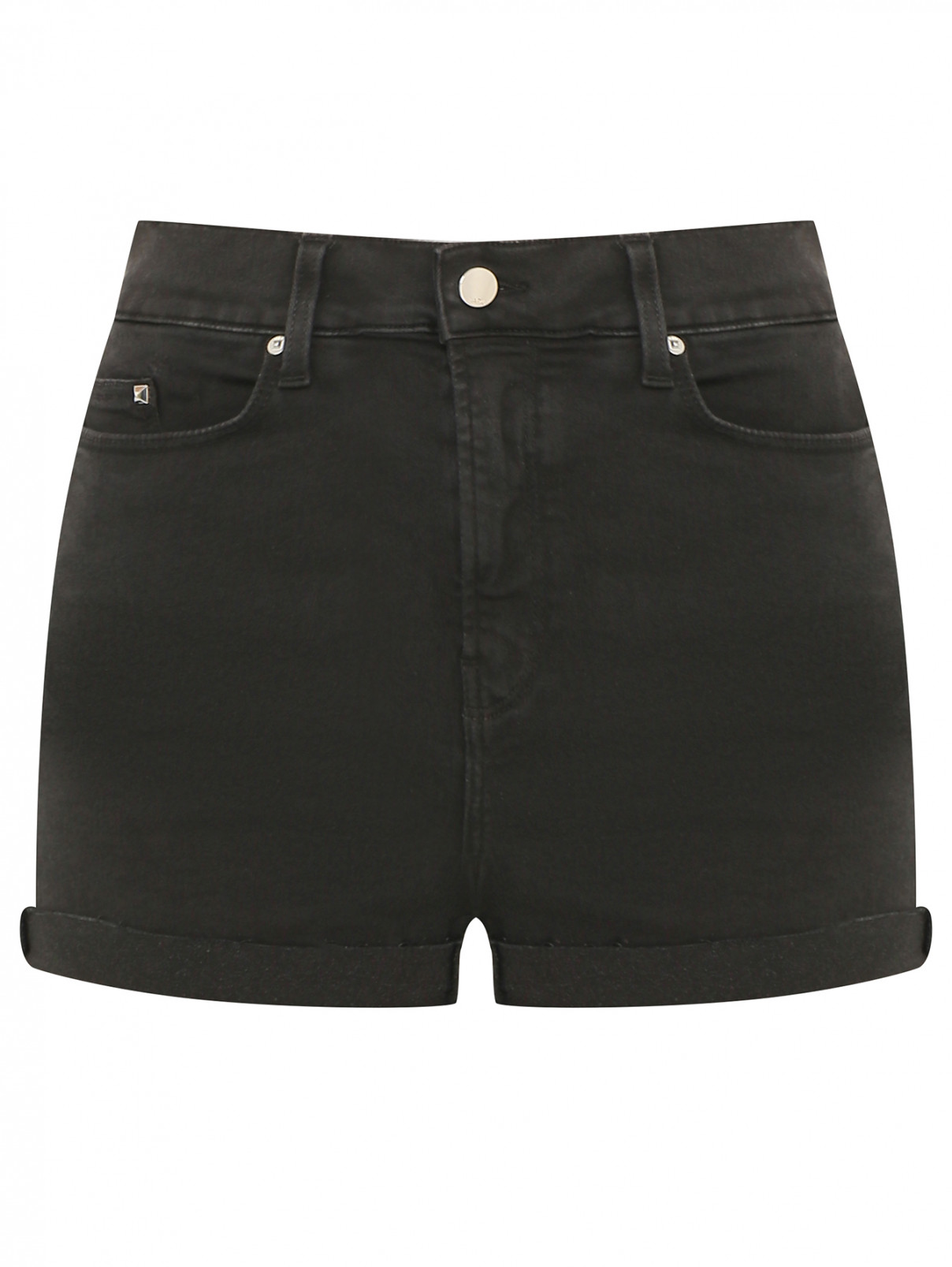 Джинсовые шорты с подворотами Karl Lagerfeld Denim  –  Общий вид  – Цвет:  Черный
