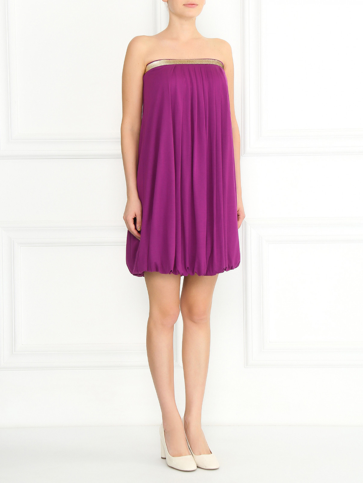 Трикотажное платье-мини с драпировкой и пайетками La Perla  –  Модель Общий вид  – Цвет:  Фиолетовый