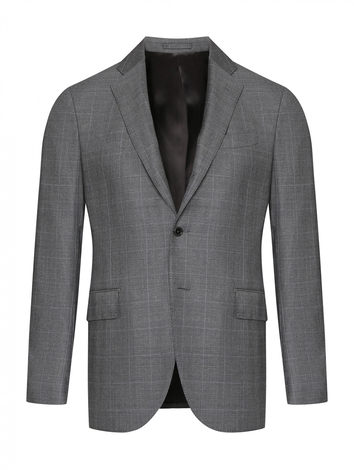 Пиджак из шерсти с узором LARDINI  –  Общий вид  – Цвет:  Серый