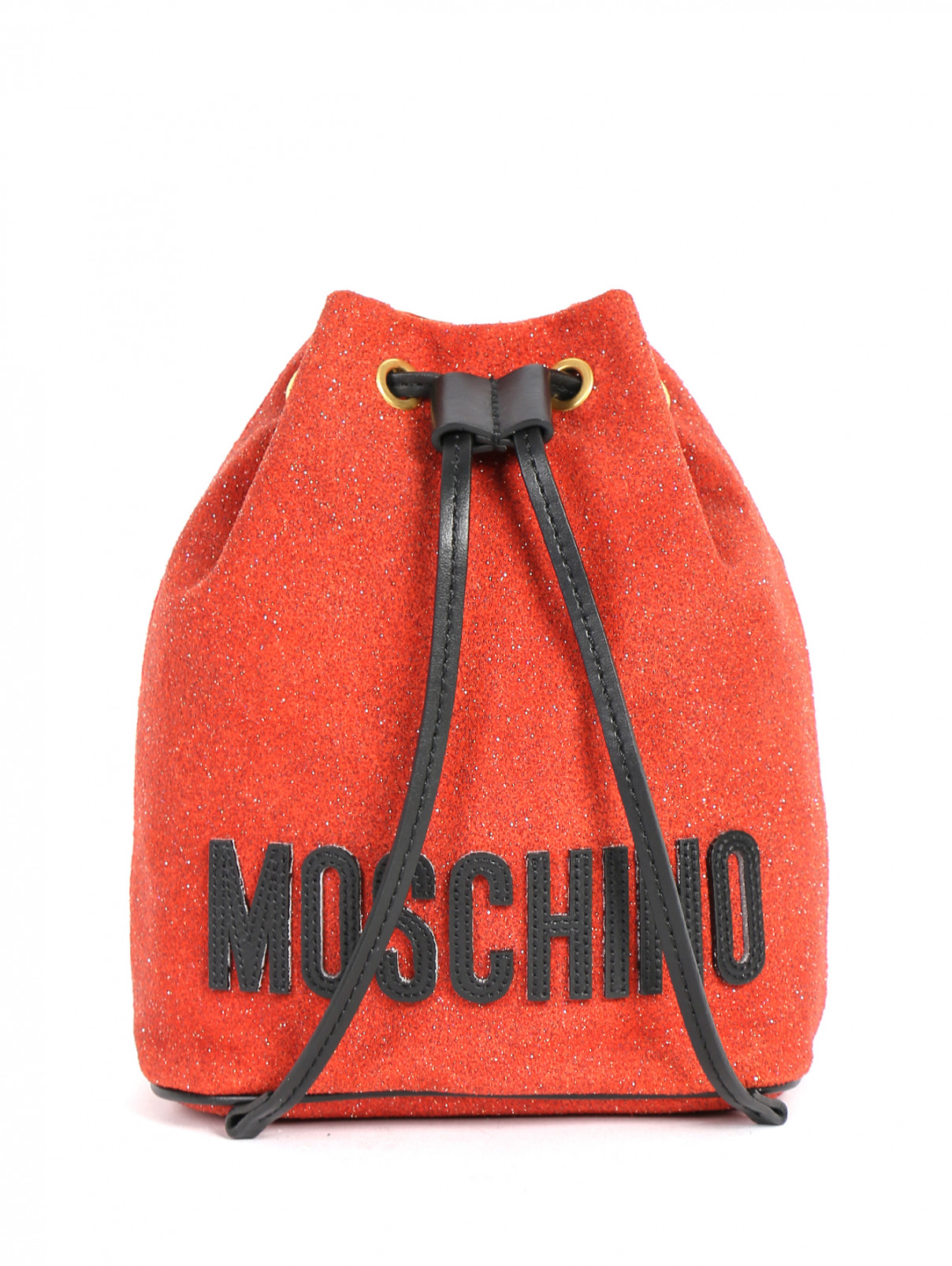 Сумка из кожи с декоративной аппликацией Moschino  –  Общий вид  – Цвет:  Красный