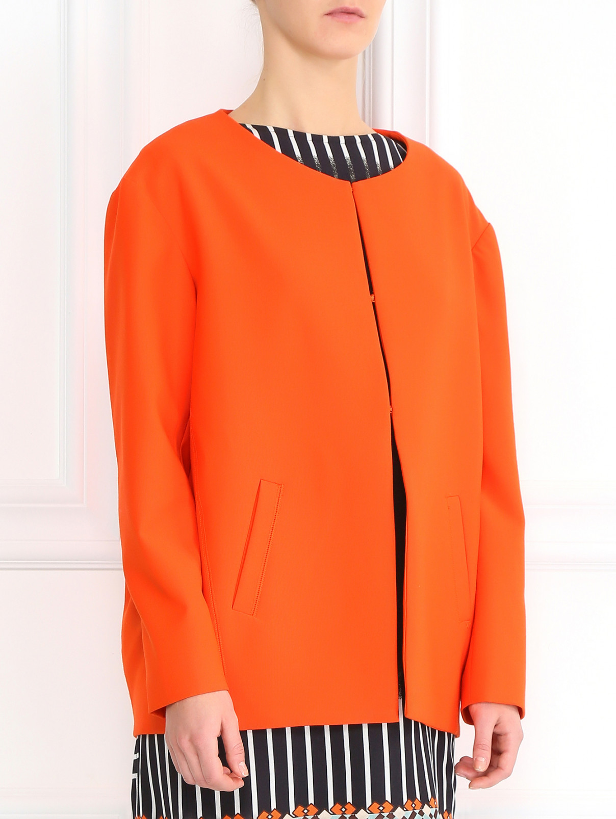 Жакет свободного кроя с боковыми карманами Elizabeth & James  –  Модель Верх-Низ  – Цвет:  Оранжевый