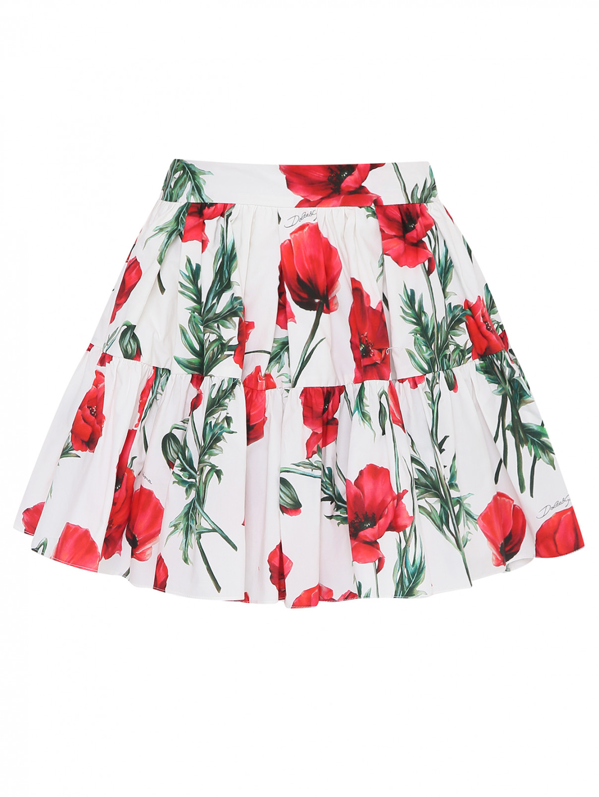 Юбка из хлопка с цветочным узором Dolce & Gabbana  –  Общий вид  – Цвет:  Узор
