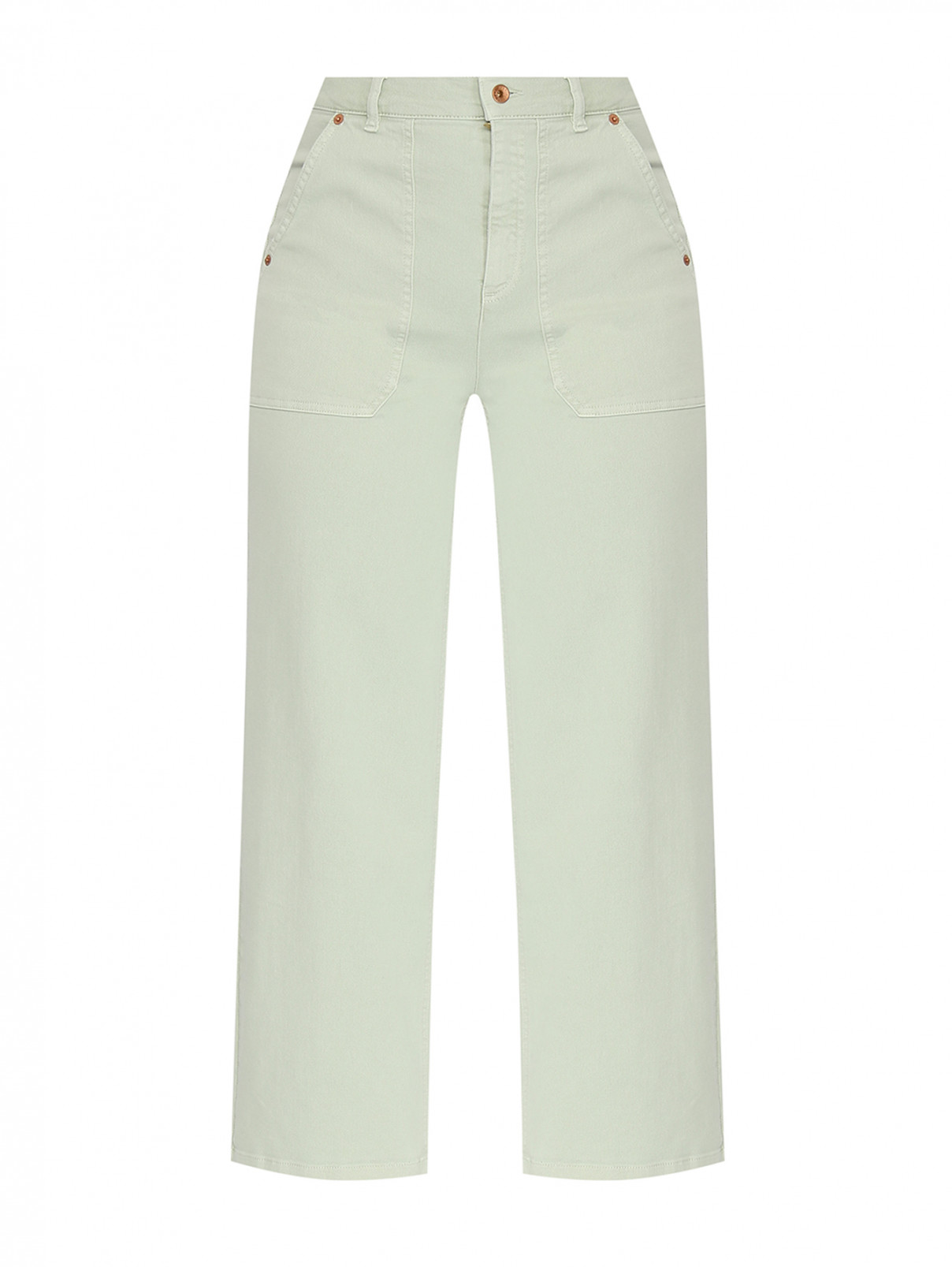 Укороченные джинсы широкого кроя Marina Rinaldi  –  Общий вид  – Цвет:  Зеленый