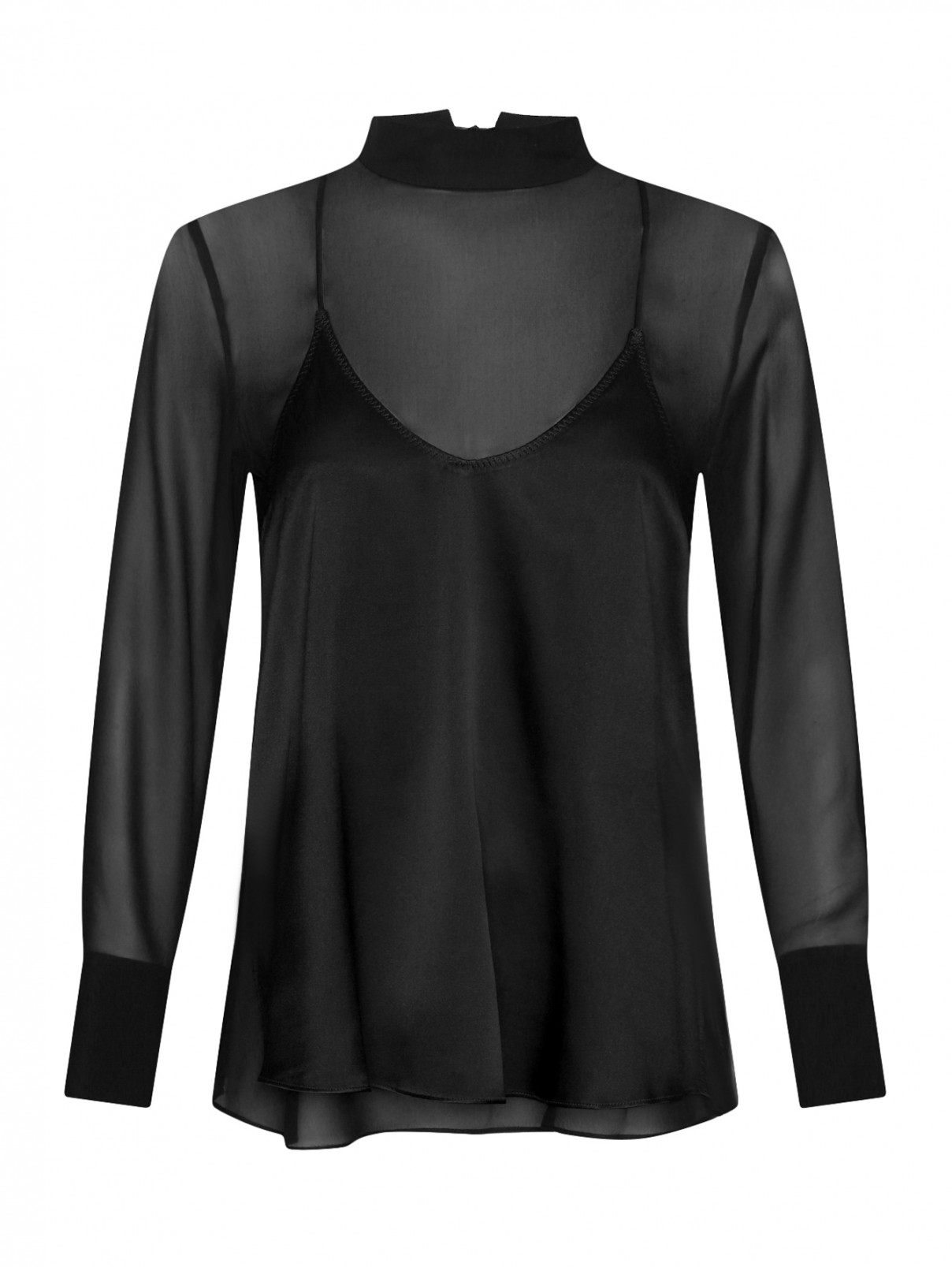 Полупрозрачная блуза из шелка Dorothee Schumacher  –  Общий вид  – Цвет:  Черный