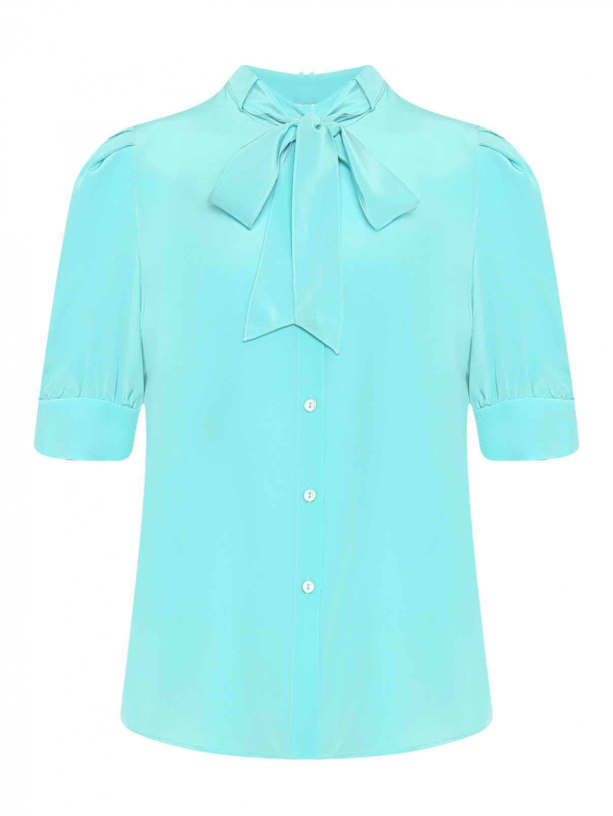 Блуза из шелка с бантом Luisa Spagnoli  –  Общий вид  – Цвет:  Зеленый