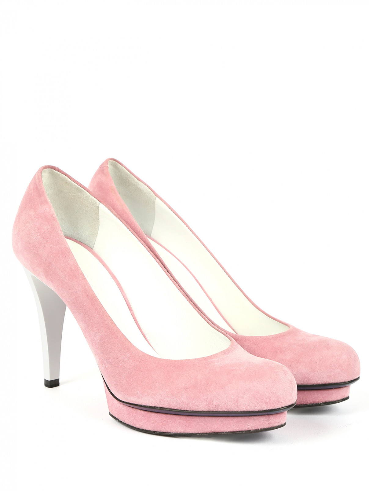 Туфли из замши на платформе и контрастном каблуке Jil Sander  –  Общий вид  – Цвет:  Розовый