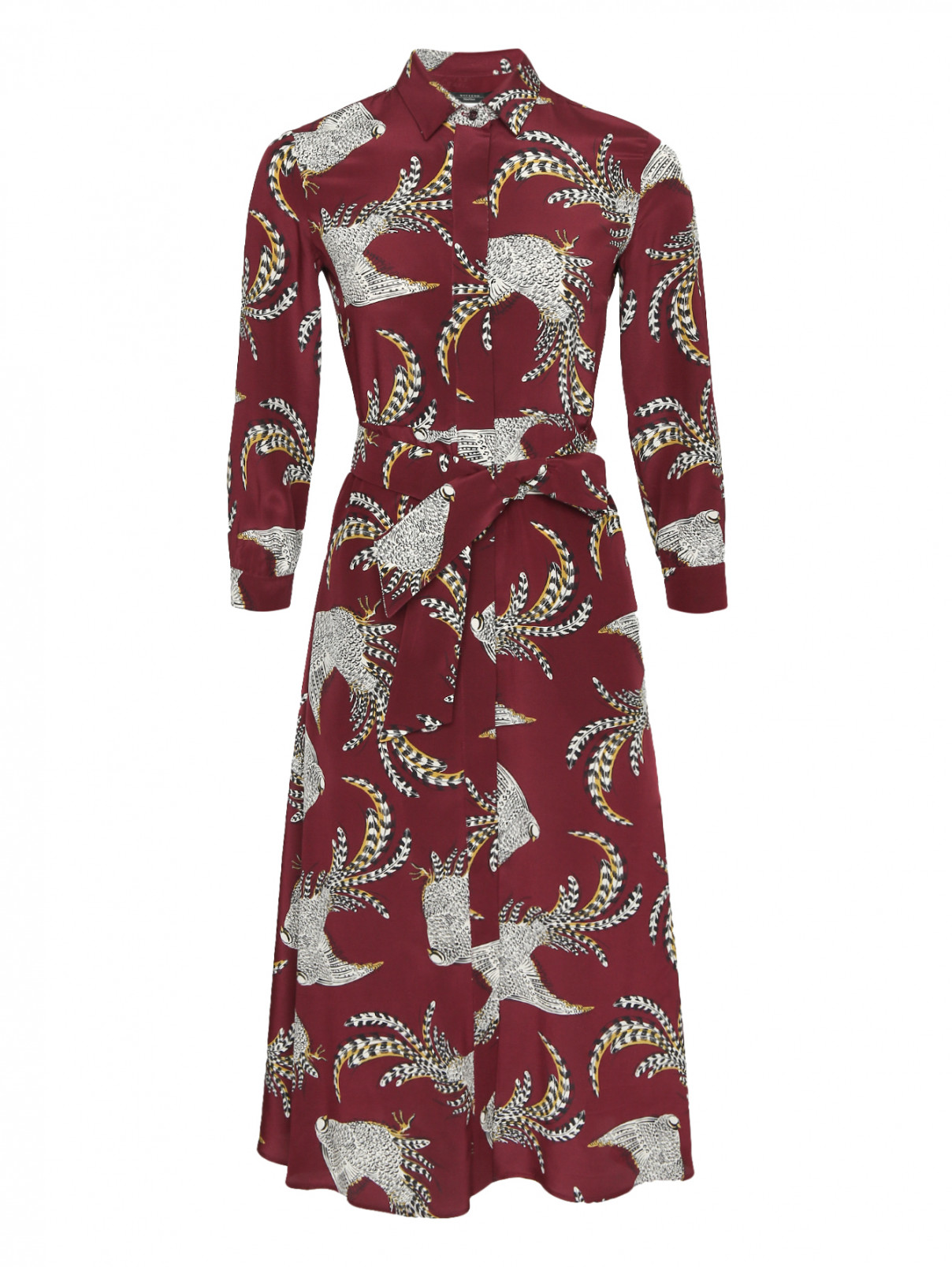 Платье-миди из шелка с узором Weekend Max Mara  –  Общий вид  – Цвет:  Красный
