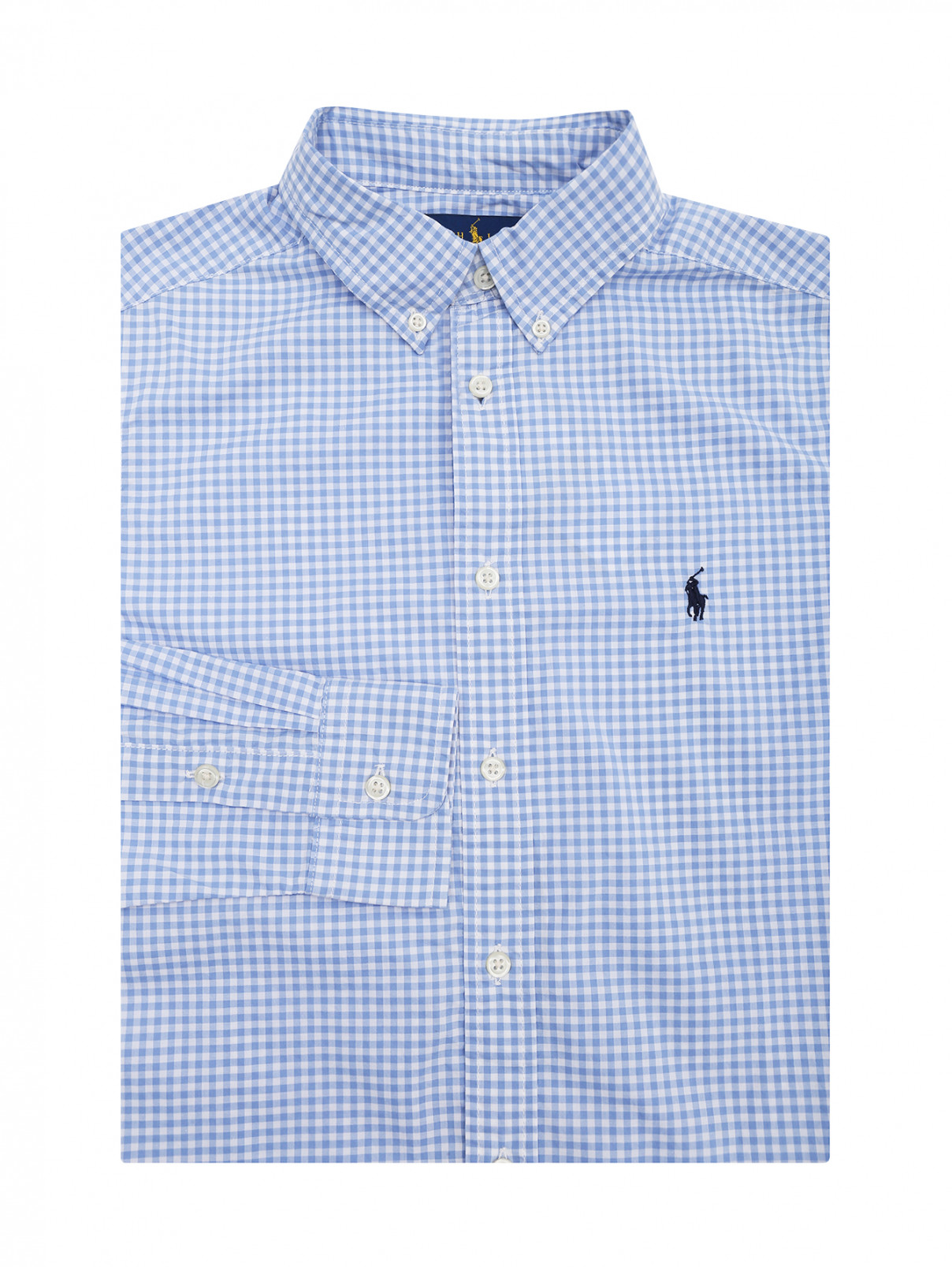 Рубашка из хлопка в клетку Ralph Lauren  –  Общий вид  – Цвет:  Синий