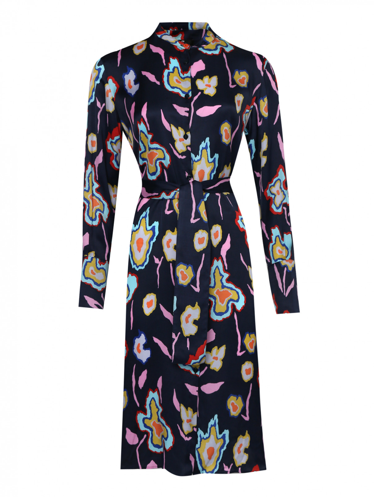 Платье из вискозы с узором Paul Smith  –  Общий вид  – Цвет:  Синий