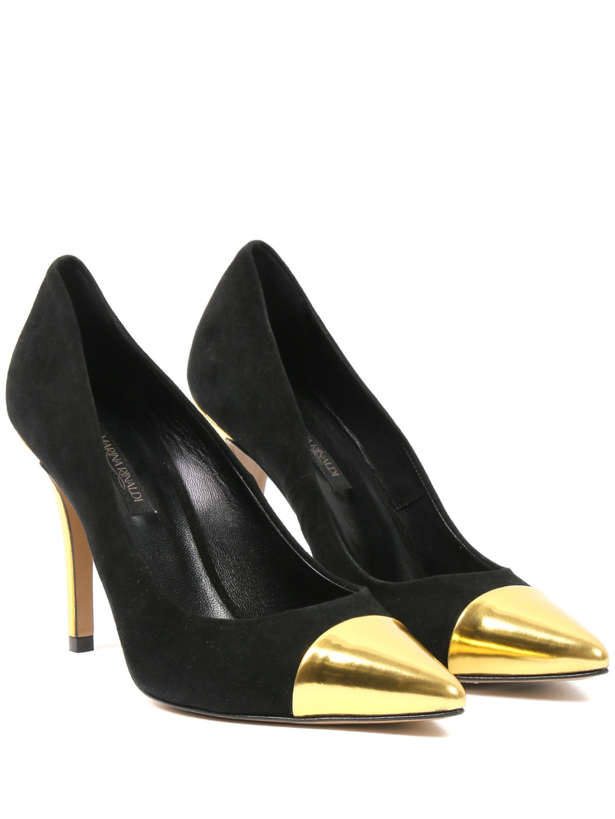 Туфли из замши с контрастными носами Marina Rinaldi  –  Общий вид  – Цвет:  Черный