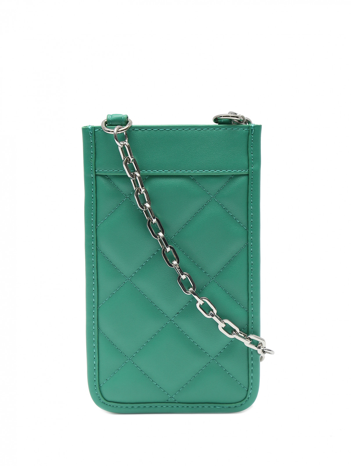 Стеганая сумка из экокожи на цепочке Marina Rinaldi  –  Общий вид  – Цвет:  Зеленый