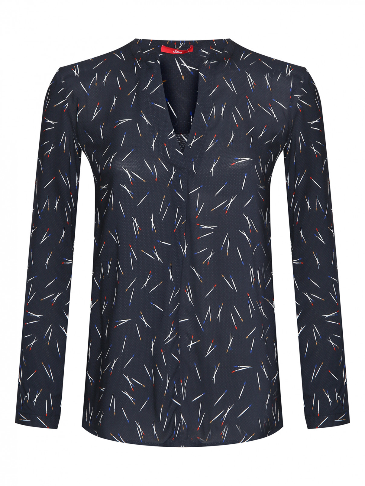 Блуза свободного кроя с принтом S.Oliver  –  Общий вид  – Цвет:  Синий