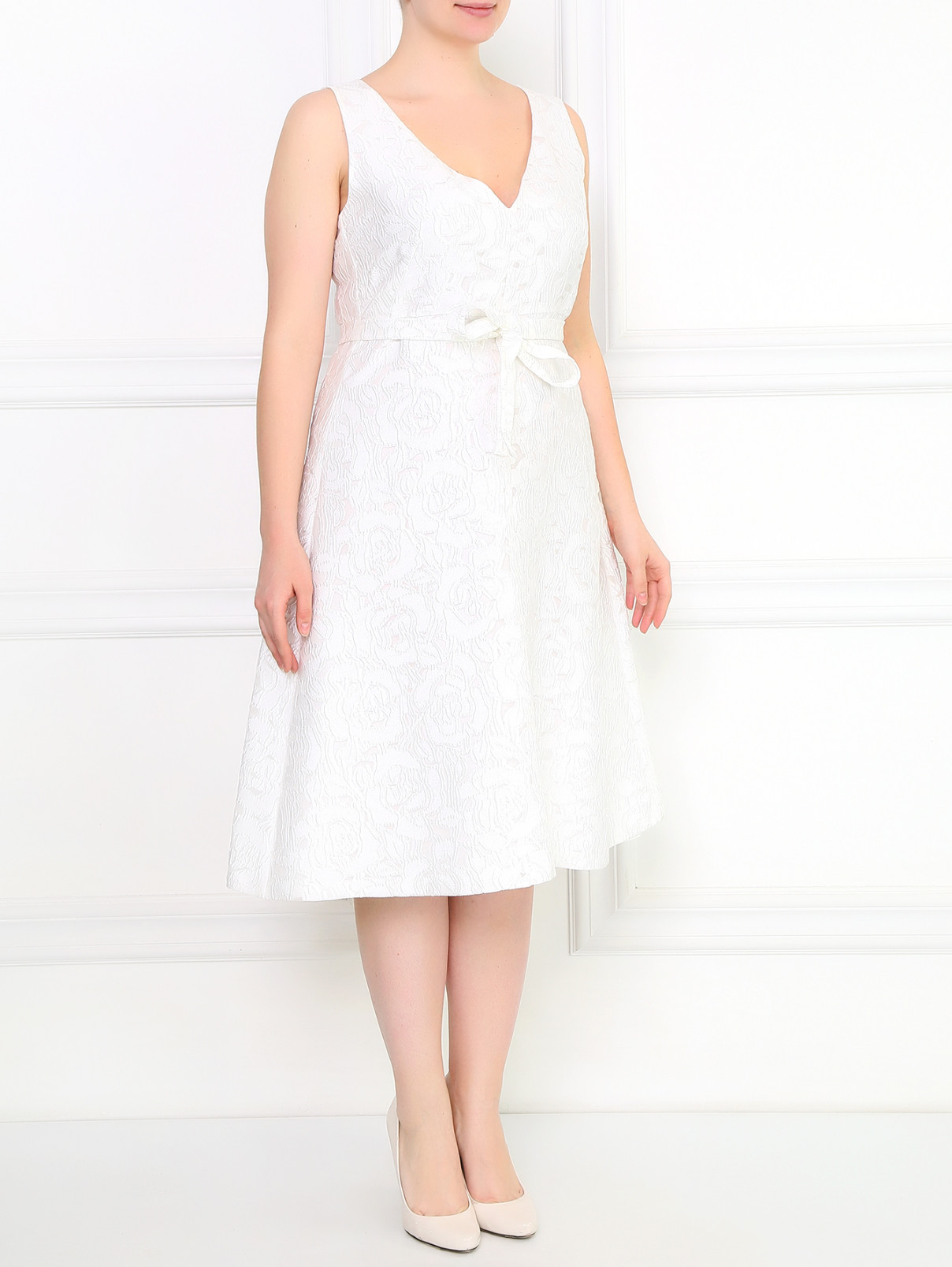 Платье-футляр с узором Marina Rinaldi  –  Модель Общий вид  – Цвет:  Белый