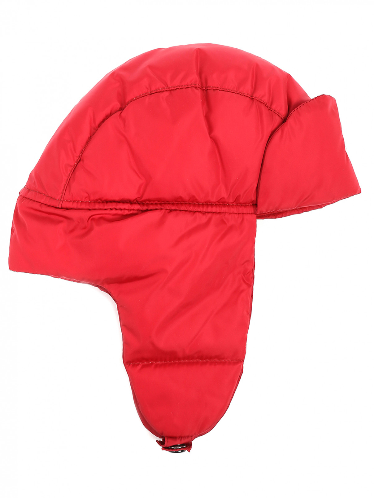 Пуховая шапка-ушанка Moncler  –  Общий вид  – Цвет:  Красный
