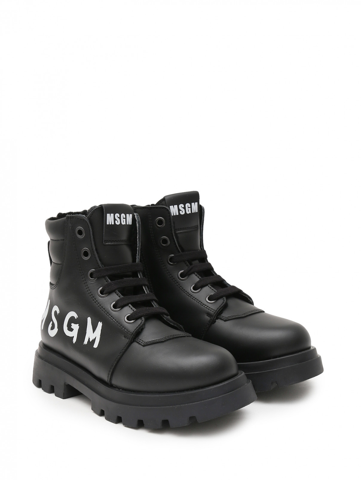Утепленные ботинки с принтом MSGM  –  Общий вид  – Цвет:  Черный