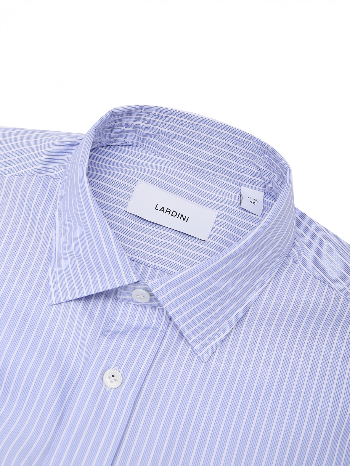 Рубашка из хлопка с узором LARDINI  –  Деталь  – Цвет:  Синий