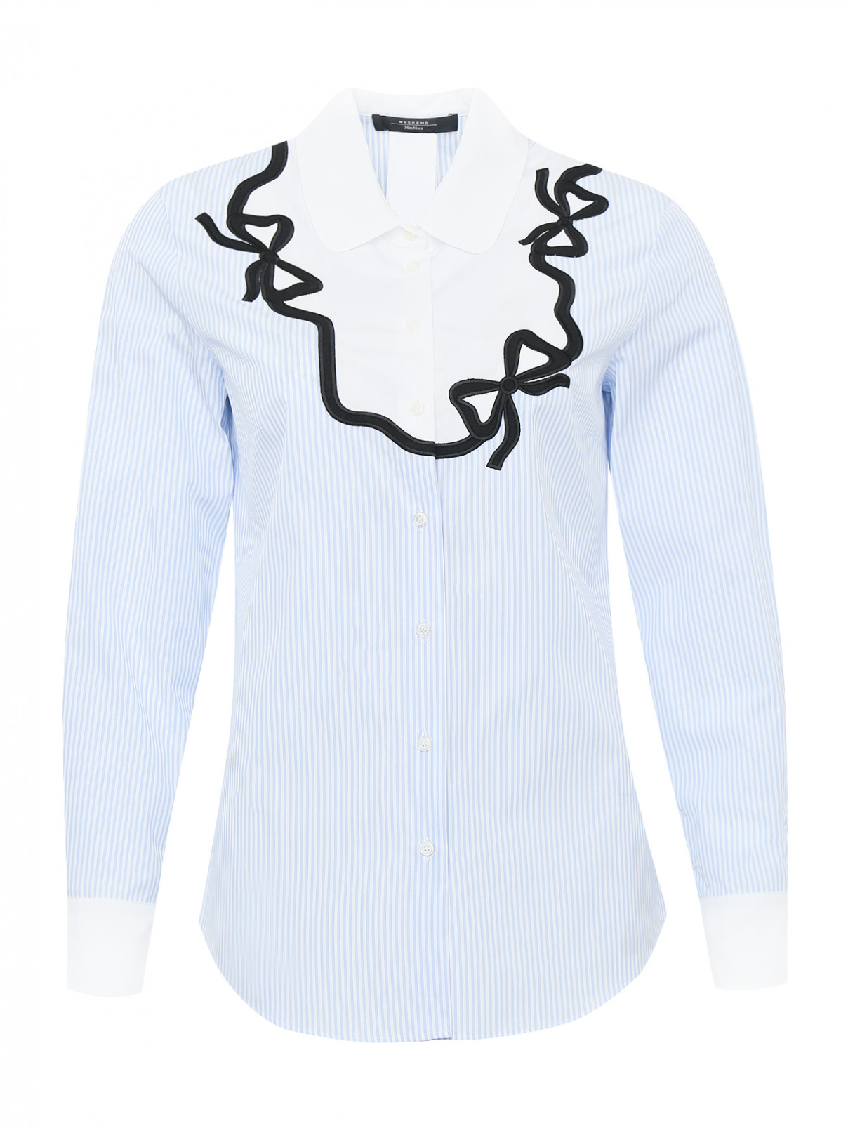 Рубашка из хлопка с узором "полоска" Weekend Max Mara  –  Общий вид  – Цвет:  Синий