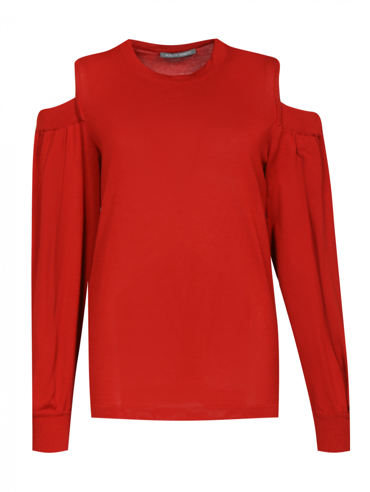 Джемпер из хлопка с открытыми плечами Alberta Ferretti  –  Общий вид  – Цвет:  Красный