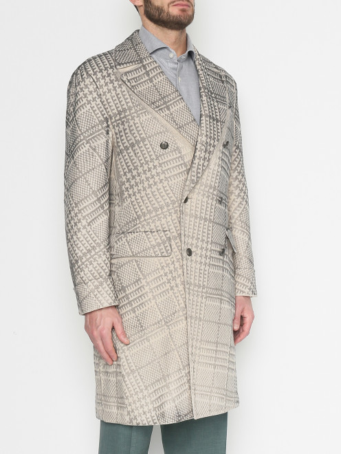 Двубортное пальто с узором Gabriele Pasini - МодельВерхНиз